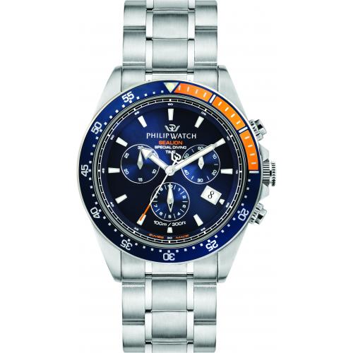 Orologio Uomo Philip Watch Sealion Cronografo 42mm Acciaio Quadrante Blu