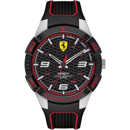 Orologio Uomo Ferrari Apex Quarzo 45mm Silicone Nero Finiture Rosse