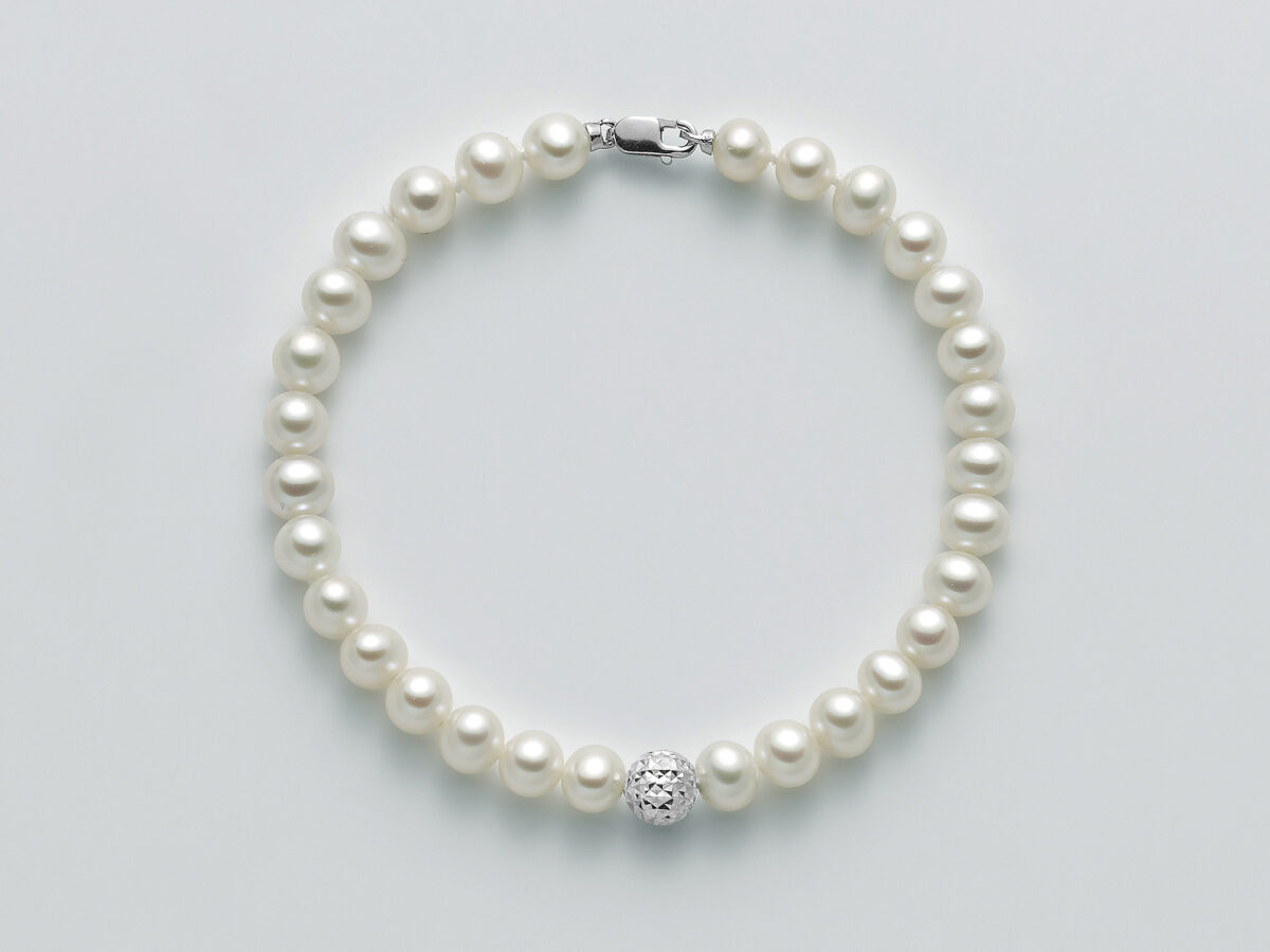 Bracciale Donna Miluna Oro Brillante Con Perle In Oro Bianco