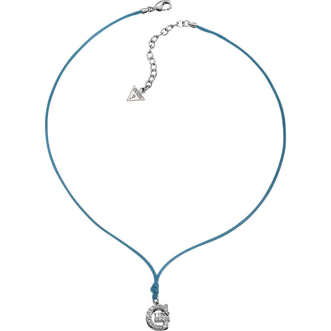 Collana Donna Guess Azzurra Logo Silver E Cristalli
