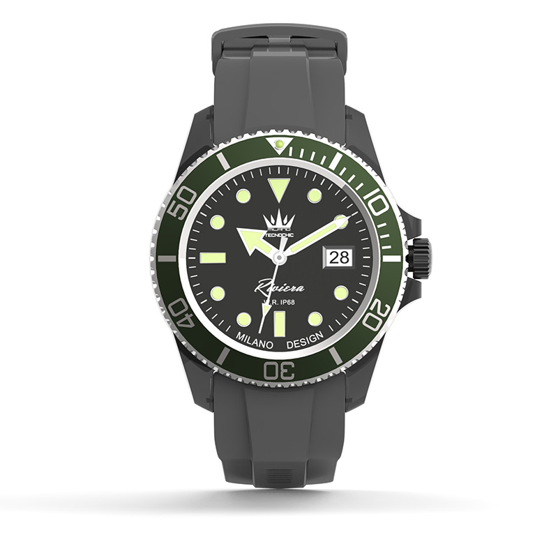 Smartwatch TecnoChic Riviera Ghiera Verde Cinturino Grigio