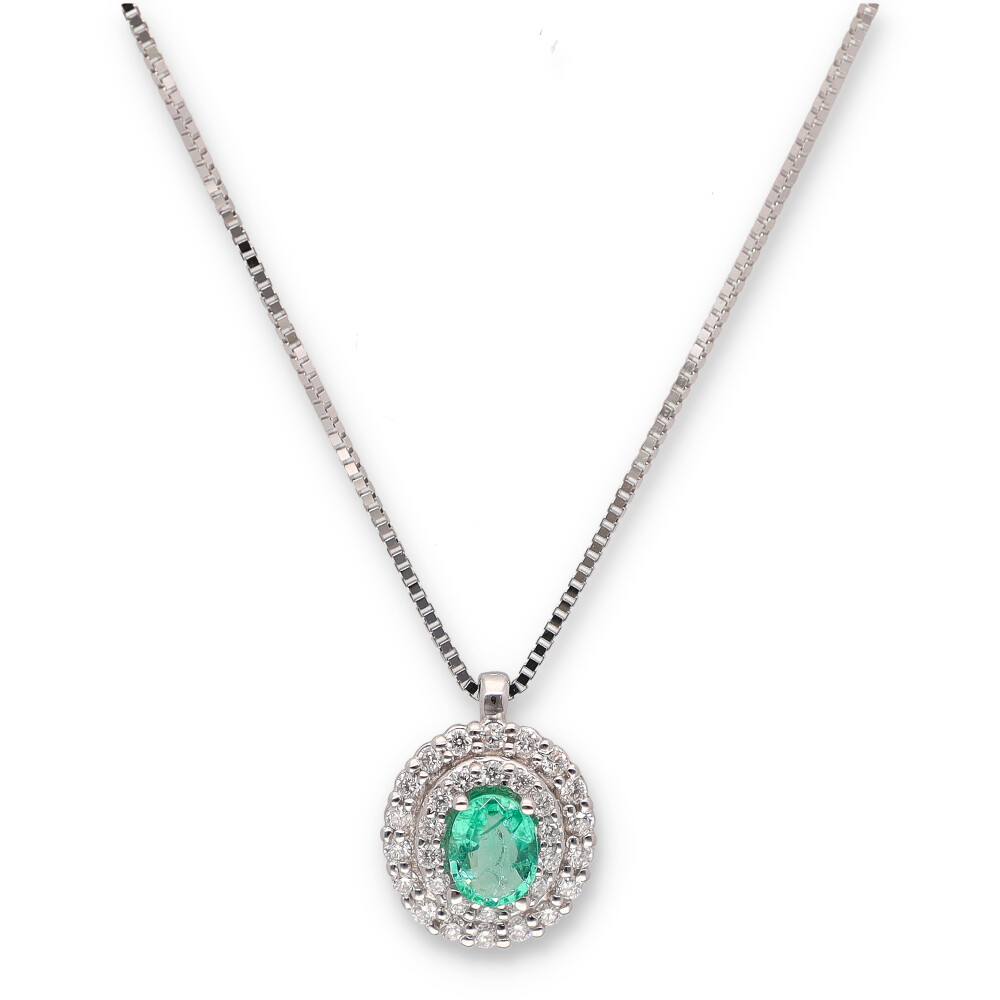 Collana Donna Miluna Con Smeraldo e Diamanti