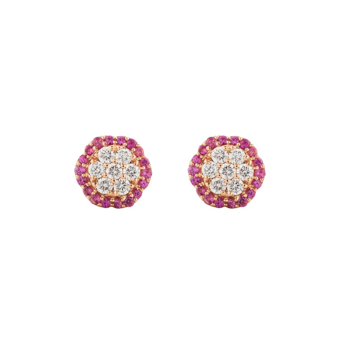 Orecchini Donna Buonocore Gioielli Esagonale In Oro Rosa Diamanti Bianchi Zirconi Rosa