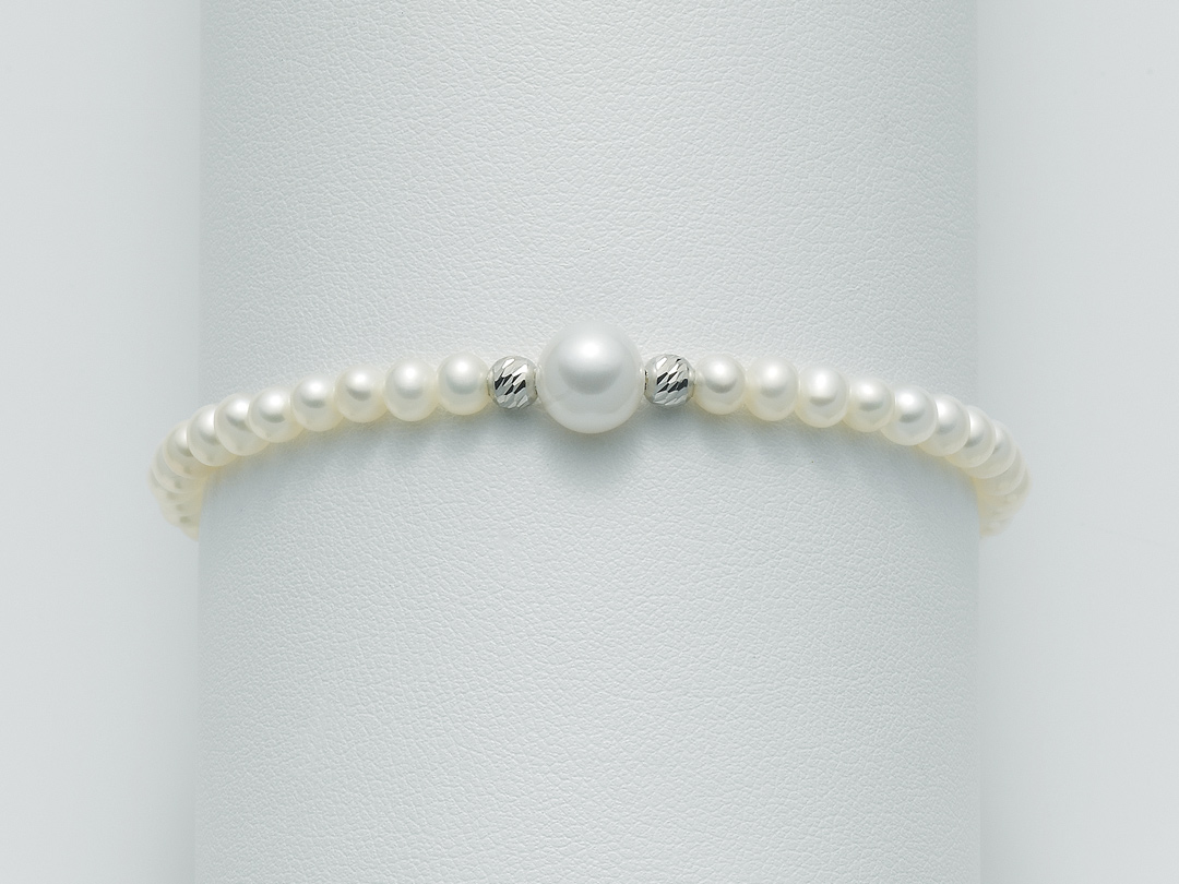 Bracciale Miluna con Perle e Due Boule in Oro Bianco 375